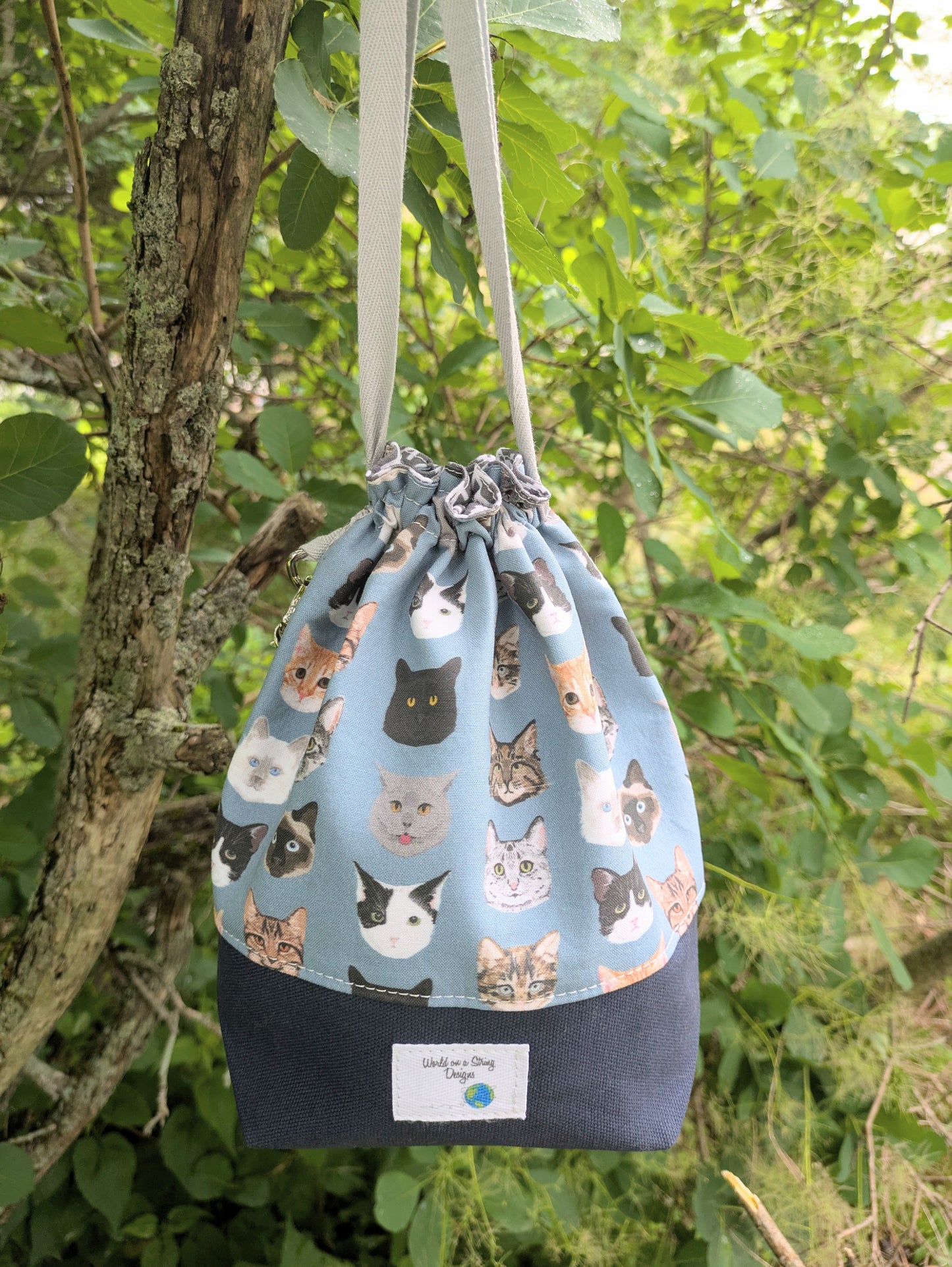 Stitcher's Stuff Sack - Knitting/Crochet Fiber Arts Project Bag - PURRfect Companions