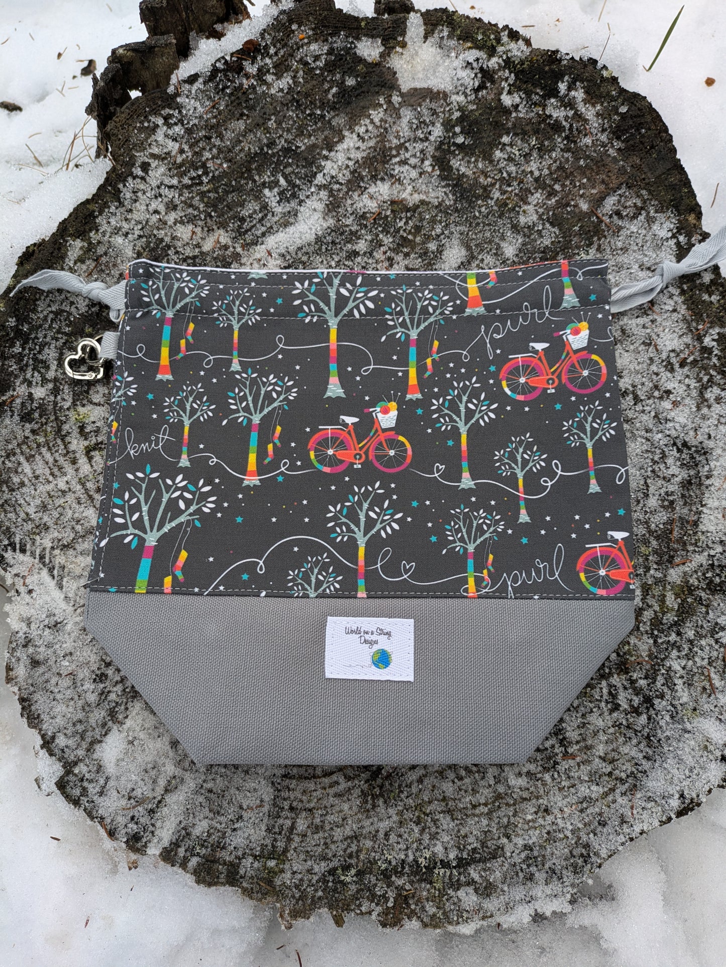 Stitcher's Stuff Sack - Knitting/Crochet Fiber Arts Project Bag - Yarn Bombing