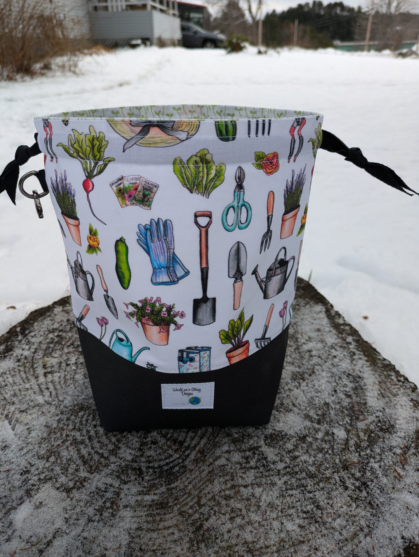 Stitcher's Stuff Sack - Knitting/Crochet Fiber Arts Project Bag - Gardener's Delight