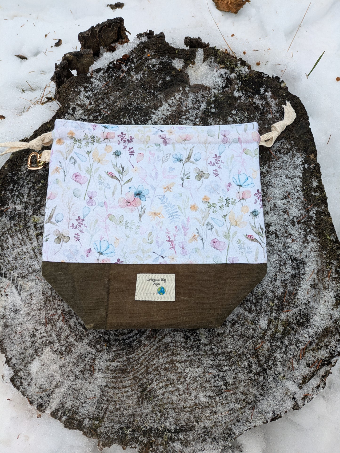 Stitcher's Stuff Sack - Knitting/Crochet Fiber Arts Project Bag - Spring Garden