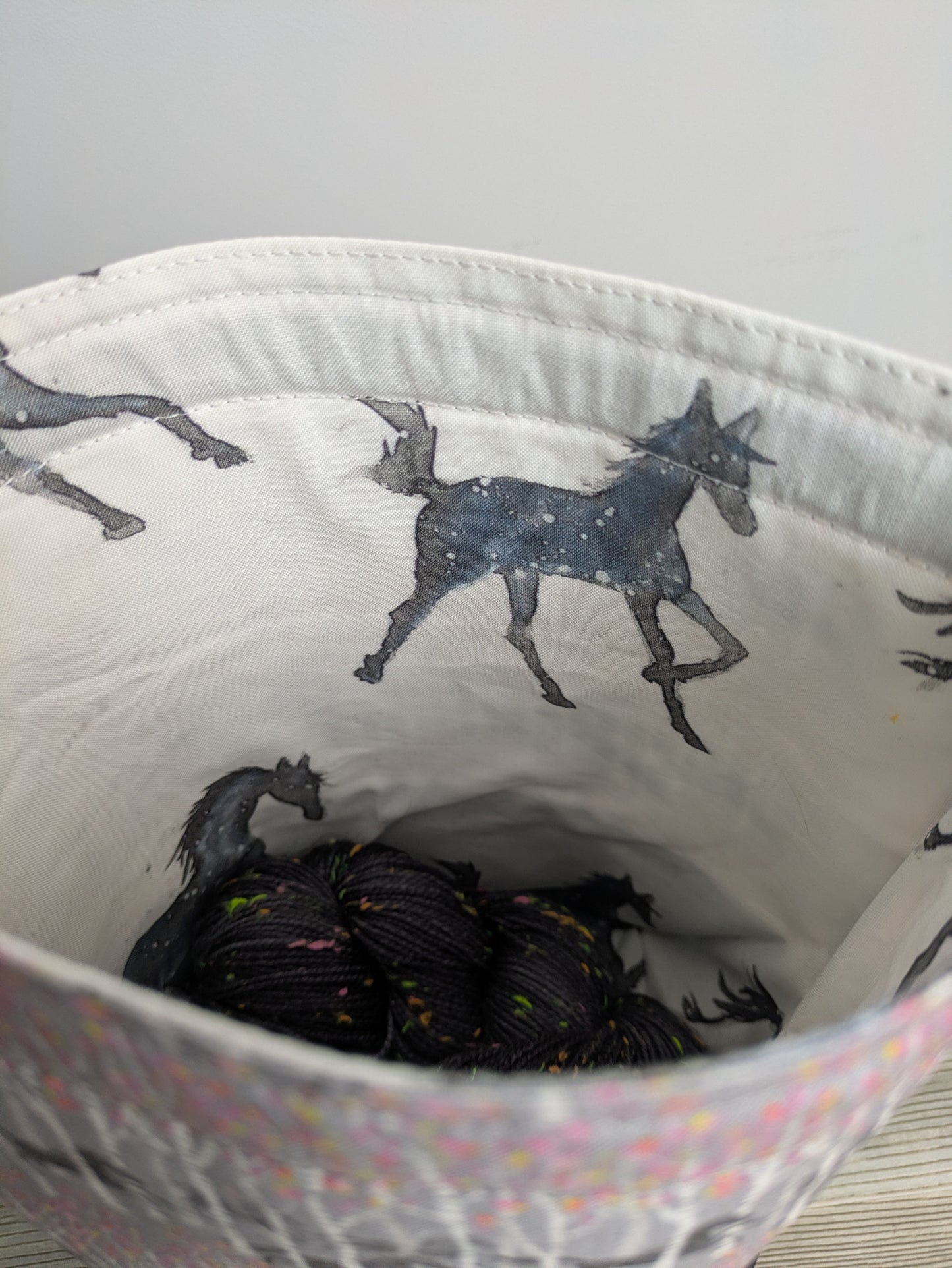 Stitcher's Stuff Sack - Knitting/Crochet Fiber Arts Project Bag - Wild Horses