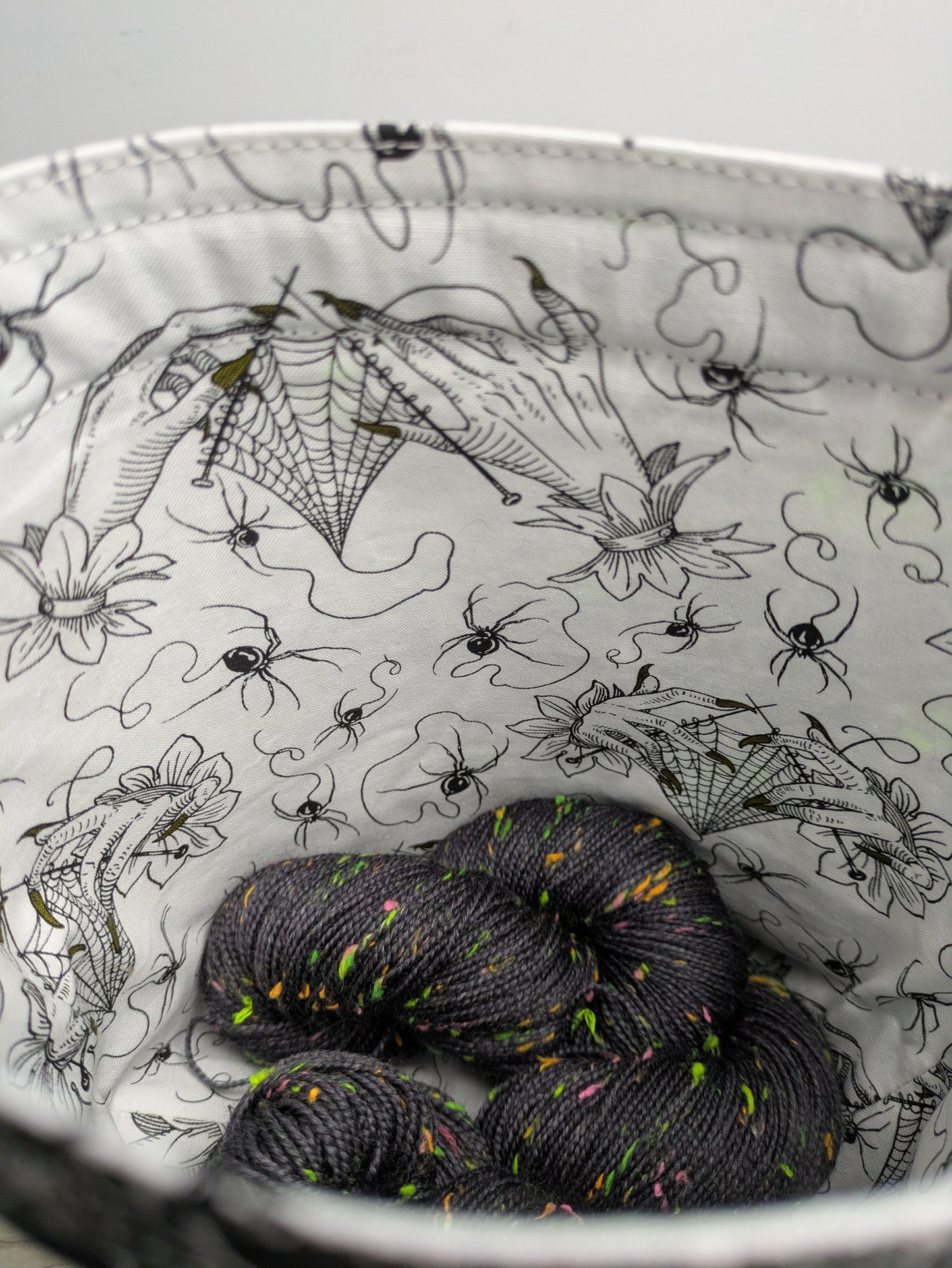 Stitcher's Stuff Sack - Knitting/Crochet Fiber Arts Project Bag - Spinning a Web