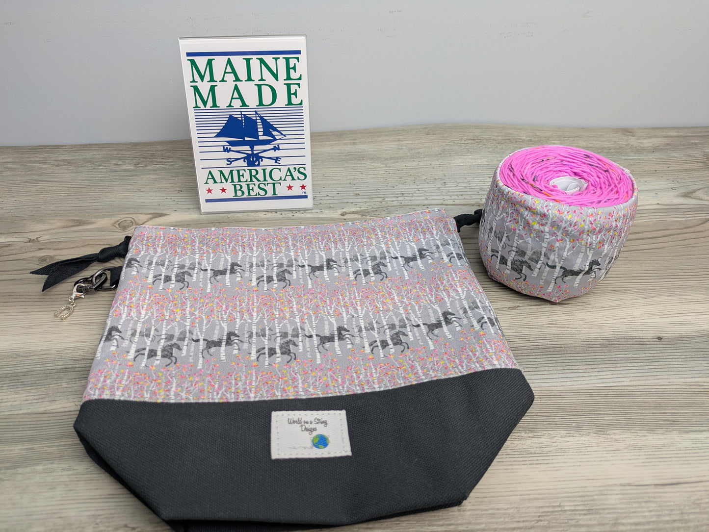 Stitcher's Stuff Sack - Knitting/Crochet Fiber Arts Project Bag - Wild Horses