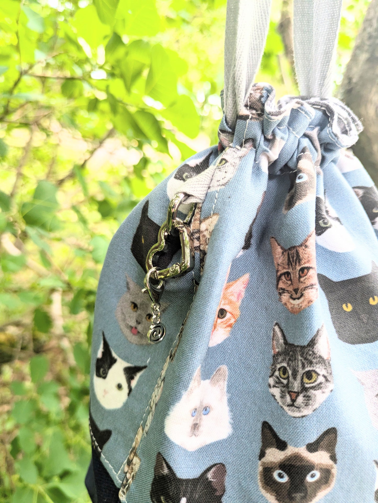 Stitcher's Stuff Sack - Knitting/Crochet Fiber Arts Project Bag - PURRfect Companions