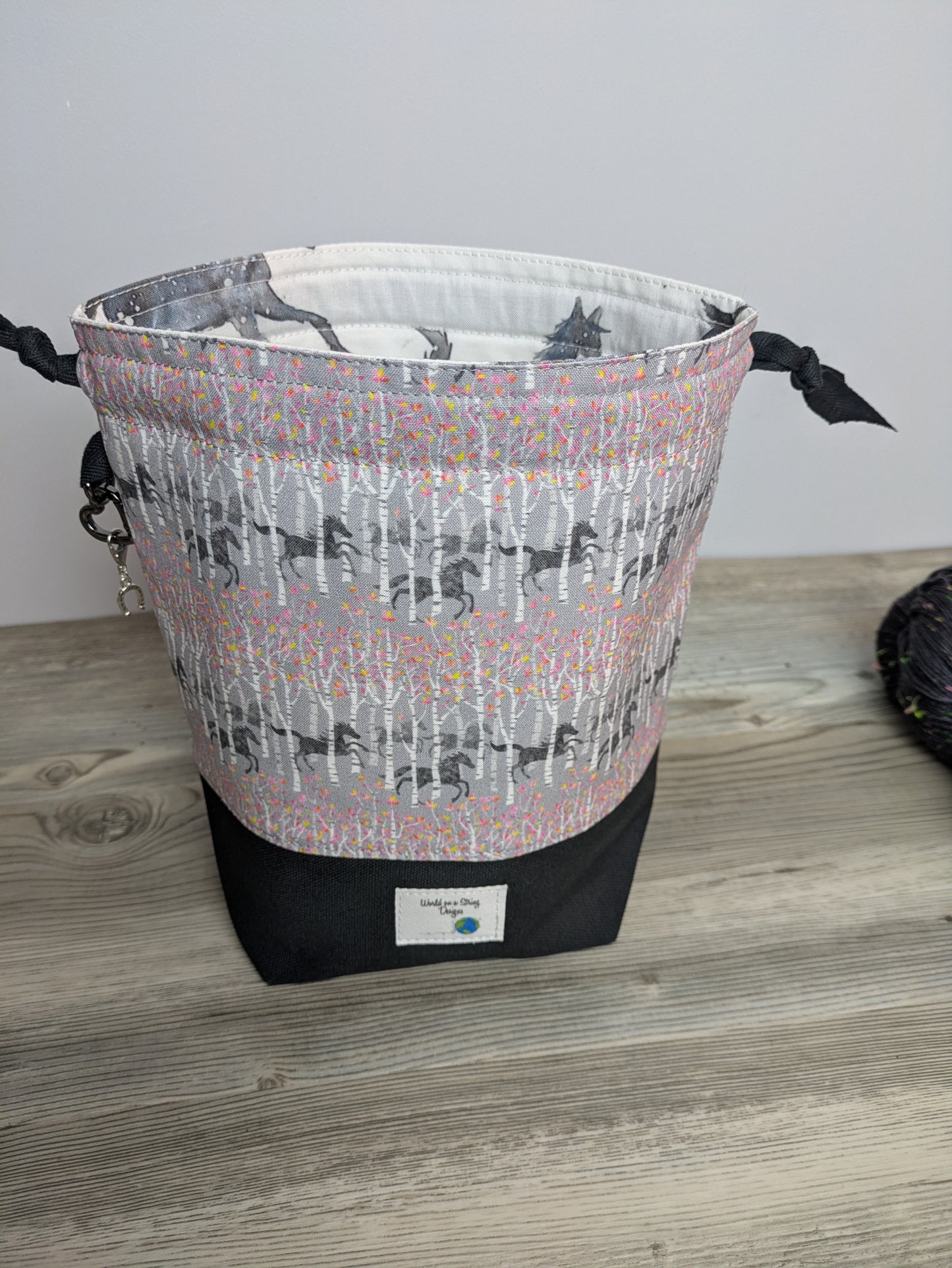 Stitcher's Stuff Sack - Knitting/Crochet Fiber Arts Project Bag - Wild Horses