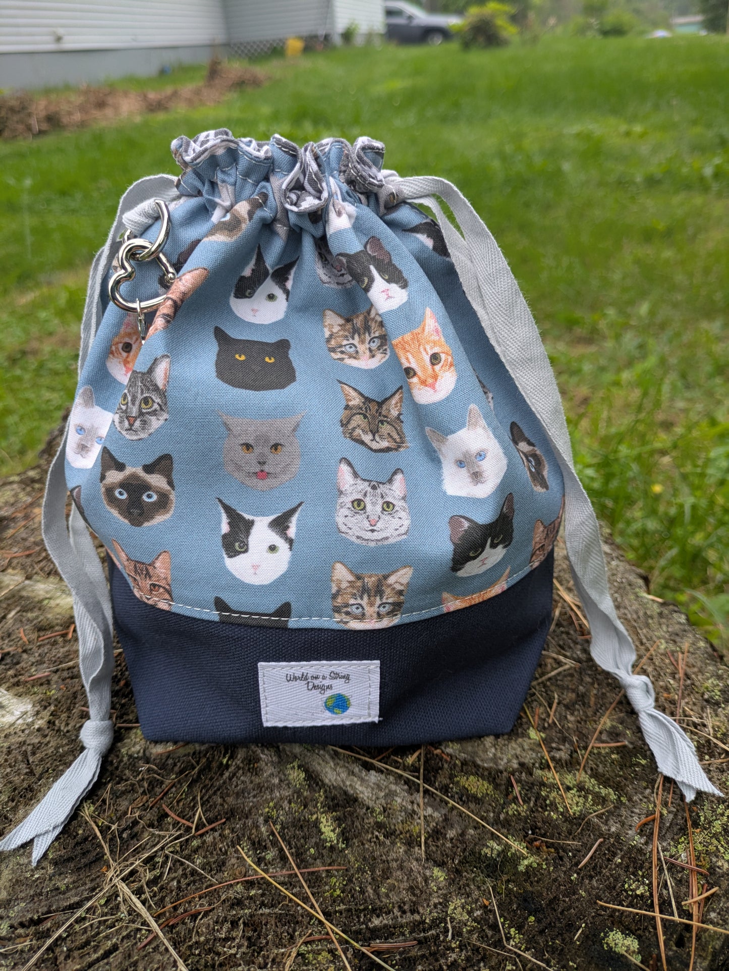 Stitcher's Stuff Sack - Knitting/Crochet Fiber Arts Project Bag - PURRfect Companions