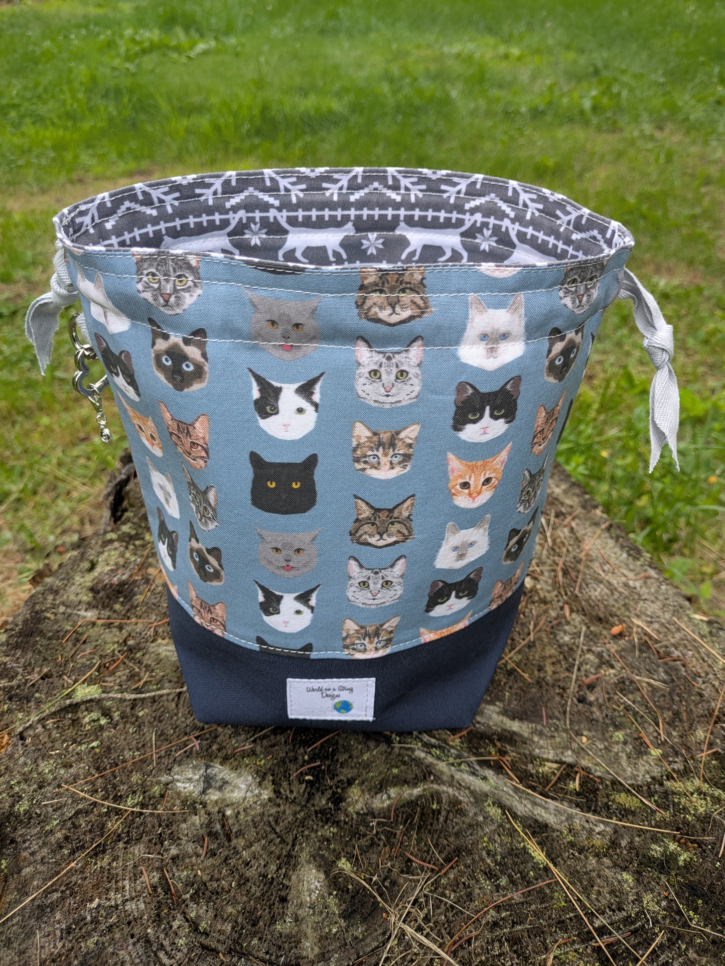 Stitcher's Stuff Sack - Knitting/Crochet Fiber Arts Project Bag - PURRfect Companions
