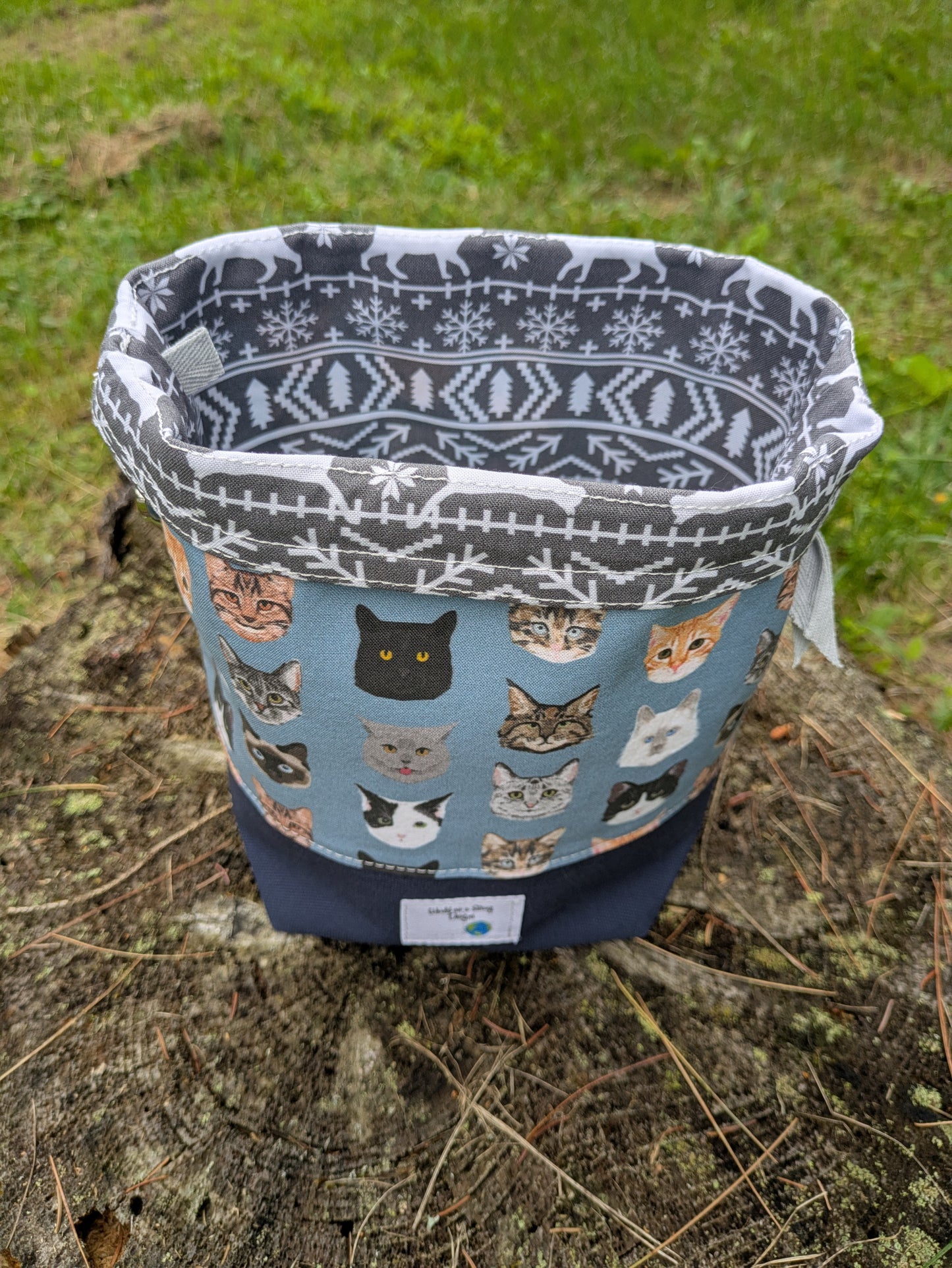 Stitcher's Stuff Sack - Knitting/Crochet Fiber Arts Project Bag - PURRfect Companions